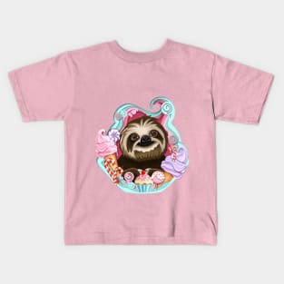 Sloth in the ice cream Kids T-Shirt
